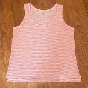 🌸LOFT Pink & White Striped Scoop Neck Tank